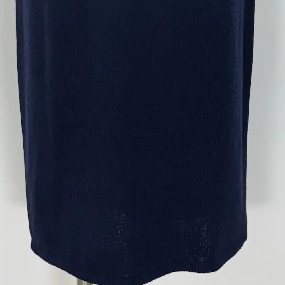 St. John Vintage Pencil Skirt Santana Knit Wool Blend Dark Navy Blue Size: 10